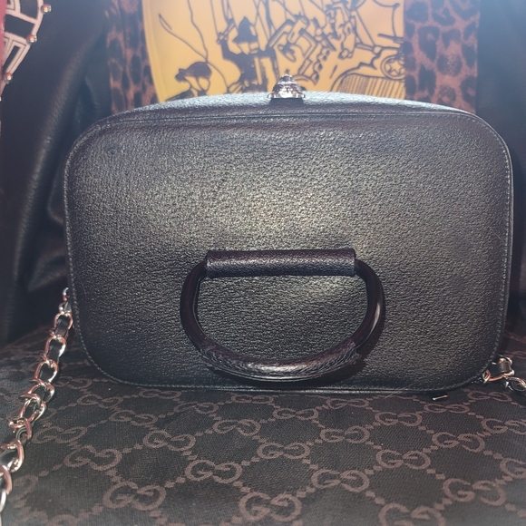 Gucci Cat Pebbled Leather Black Vanity Case Toiletry Case 2way Shoulder Bag - Picture 14 of 16